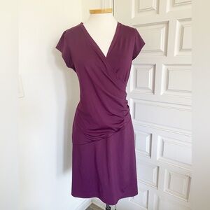 Athleta Nectar Faux Wrap Dress Cap Sleeve Plum Purple Size Medium